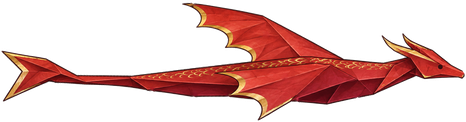 A red folded-paper dragon, wings out, gliding