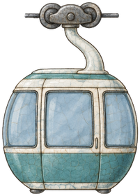 The Cable Car, a rounded car hanging from its wire
