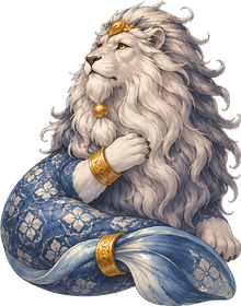 The Harbour Elder, the Merlion, a maned lion with a scaled fish tail