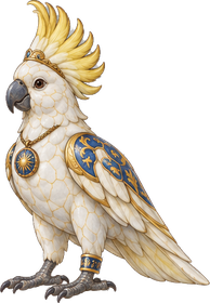 The Cockatoo, white with a yellow crest