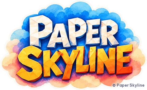 The Paper Skyline logo: PAPER SKYLINE in folded-paper letters on a watercolour cloud